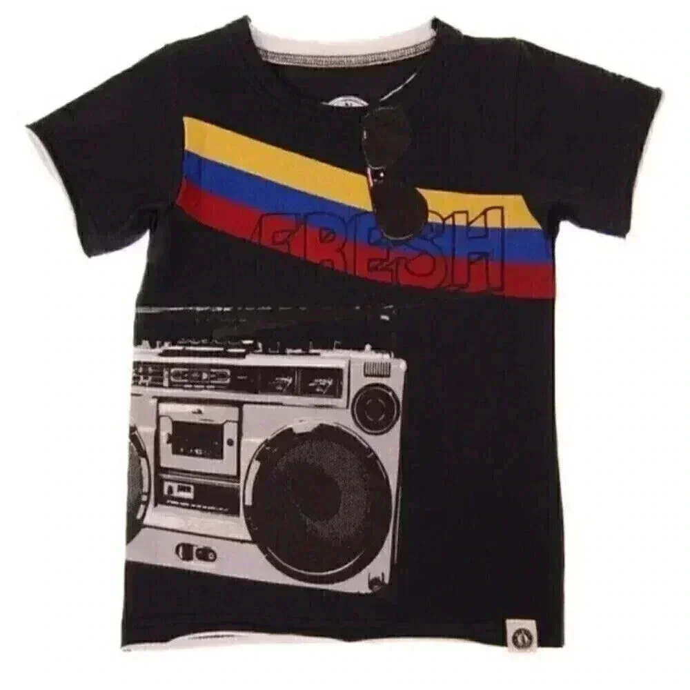 NWT Mini Shatsu Beat It Boombox Short Sleeve Tee Baby Boy 12m